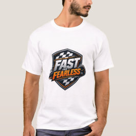 Schnelles und furchtloses Rennschild-Grafik-T-Shir T-Shirt