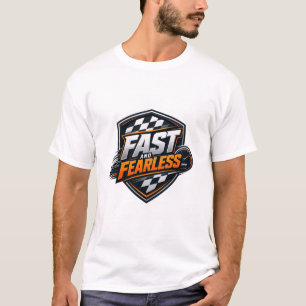 Schnelles und furchtloses Rennschild-Grafik-T-Shir T-Shirt