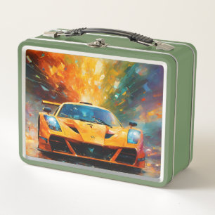 Schnelligkeit freigesetzt: Abstrakte Supercar Art Metall Brotdose