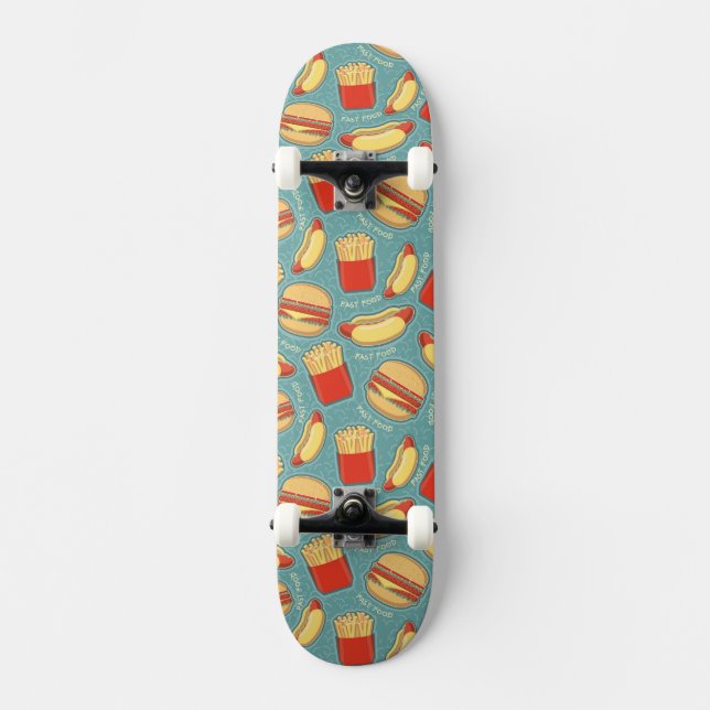 Schnellimbiss-Muster 3 Skateboard (Vorderseite)