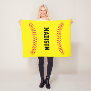 Schnellimbiss-Softball-Individuelle Name oder Text Fleecedecke