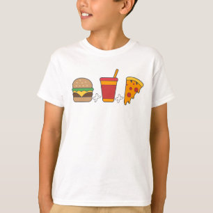 Schnellimbiss-Trio: Burger, Soda, Pizzastück in Fe T-Shirt