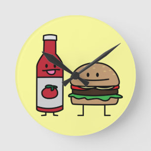 Schnellimbißfreundbrötchenpastetchen des runde wanduhr