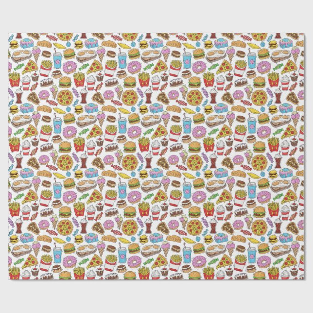 Schnellimbissmuster  geschenkpapier (Flach)