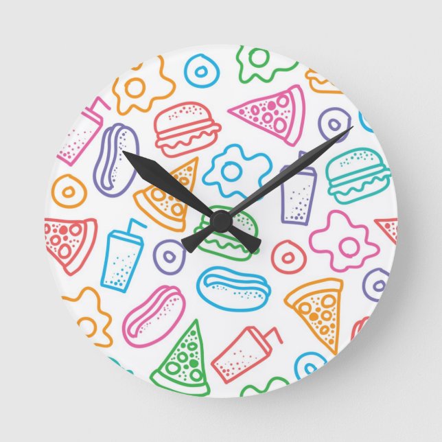 Schnellimbißmuster Runde Wanduhr (Vorderseite)