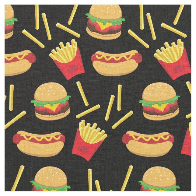 Schnellkochtopf Burger Fries Hot Dog Stoff (Nahaufnahme)