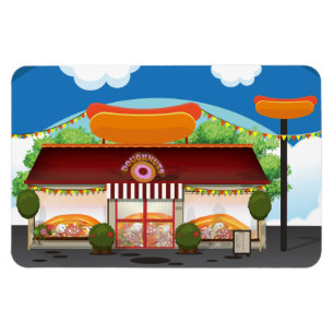 Schnellrestaurant Cartoon Magnet