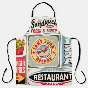 Schnellrestaurants und Diners Retro-Schilder Kolle Schürze