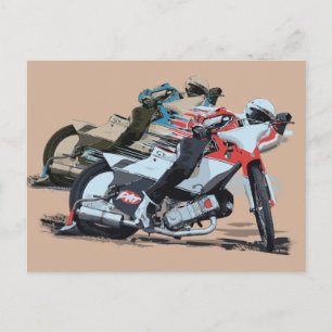 Schnellrotes Motorrad Postkarte