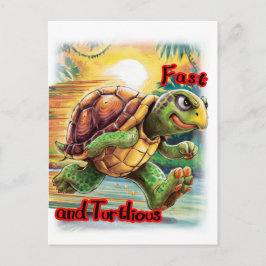 Schnellste Cartoon-Schildkröte der Welt auf einer Feiertagspostkarte