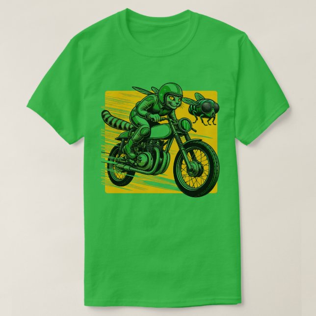 Schnellste Motorradkatze Cicadas Feline Biker T-Shirt (Design vorne)