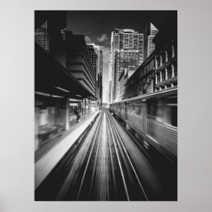 Schnellzug-Motion Urban Skyline Poster