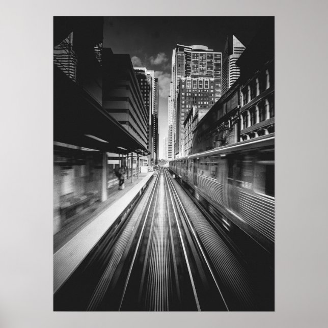 Schnellzug-Motion Urban Skyline Poster (Vorne)