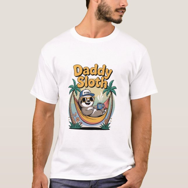 Schnitt Papa Faultier Vater T-Shirt (Vorderseite)