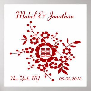 Schnitte aus Blumenpapier - weißes doppeltes Glück Poster