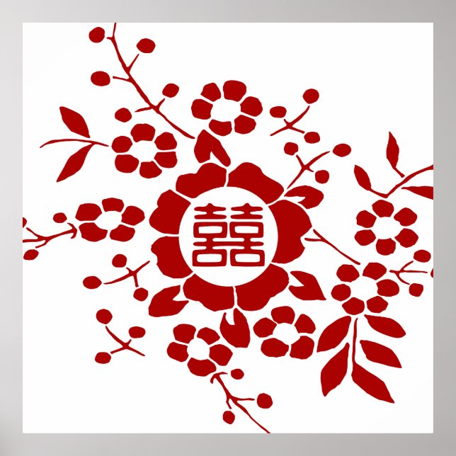 Schnitte aus Blumenpapier - weißes doppeltes Glück Poster (Vorne)