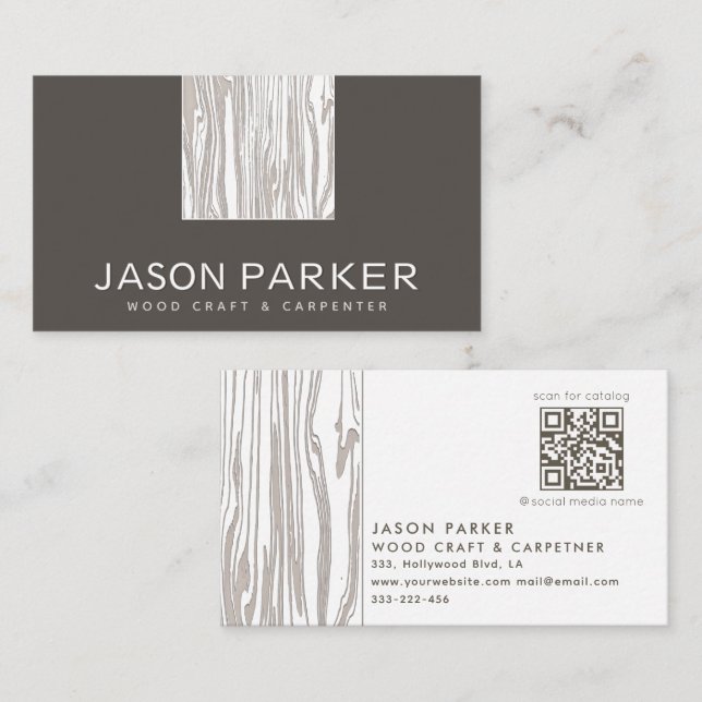 Schnittholz Moderner beruflicher Zimmermann Qr Cod Visitenkarte (Vorne/Hinten)