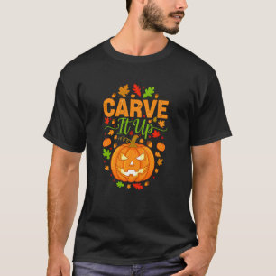 Schnitze es Jack O Lantern Kürbis Halloween Design T-Shirt