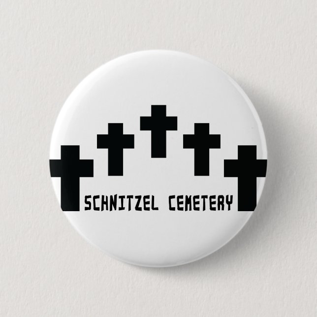 Schnitzel-Friedhofskreuz Button (Vorderseite)