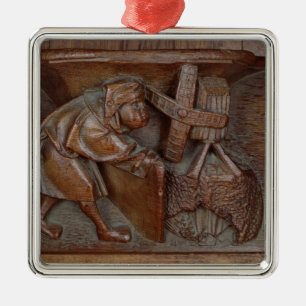 Schnitzen eines Müllers, von einem Chorstall Silbernes Ornament