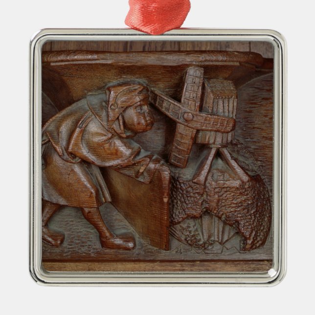 Schnitzen eines Müllers, von einem Chorstall Silbernes Ornament (Vorne)