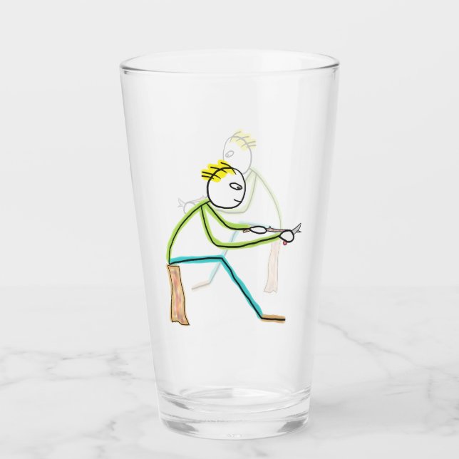 Schnitzender Stockmann Glas (Vorderseite)