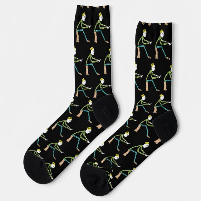 Schnitzender Stockmann Socken (Linkes Detail)