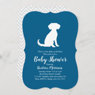 Schnoodle Dog Baby Shower Boy Blue Einladung