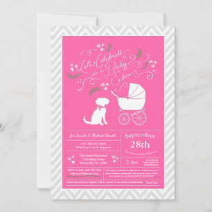 Schnoodle Dog Baby Shower Girl Pink Einladung