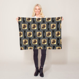 Schnoodle Dog Black Fleece Blanket