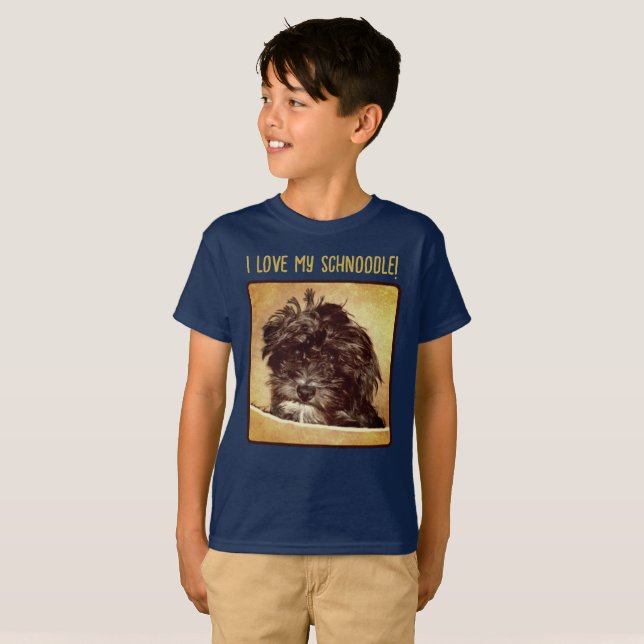 Schnoodle Dog Boy's Navy T - Shirt (Vorne ganz)