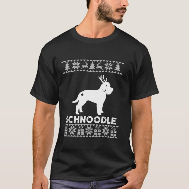 Schnoodle Dog Lover Cute Reindeer Ugly Christmas S T-Shirt (Vorderseite)