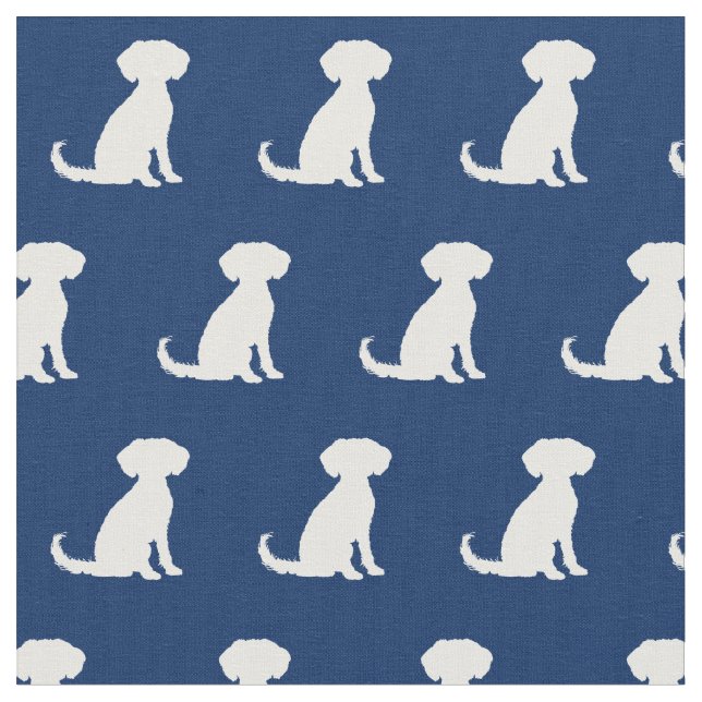 Schnoodle Dog Silhouette Pet Navy Blue Stoff (Nahaufnahme)