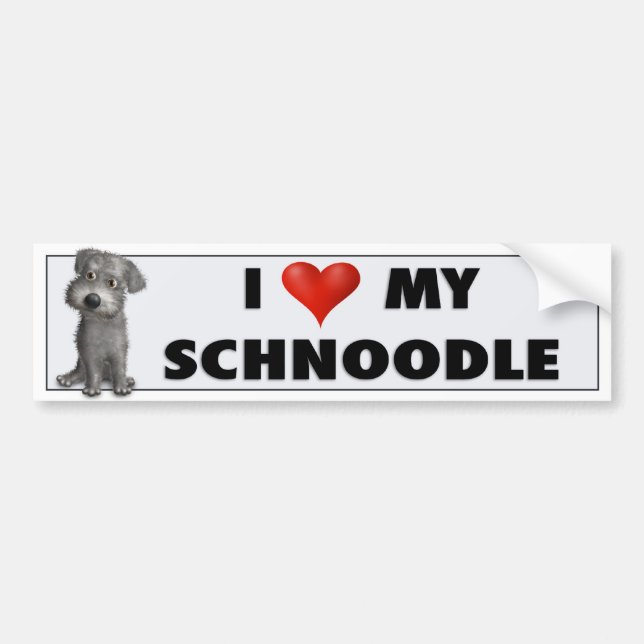 Schnoodle (grauer) Liebe-Aufkleber Autoaufkleber (Vorne)