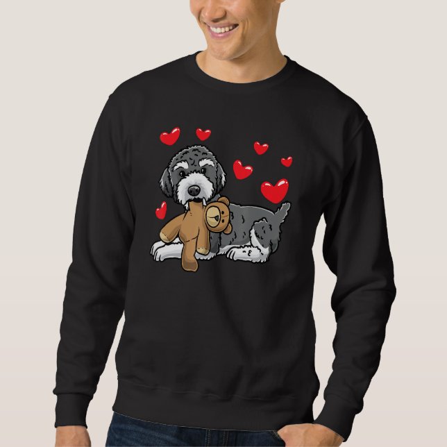 Schnoodle-Hund mit Kuscheltier Sweatshirt (Vorderseite)