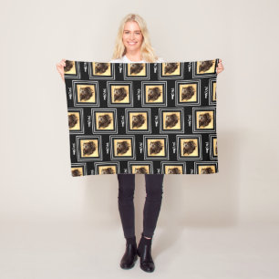 Schnoodle Hund schwarze Flanelldecke Fleecedecke