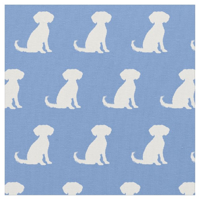 Schnoodle Hund Silhouette Pet Light Blue Stoff (Nahaufnahme)