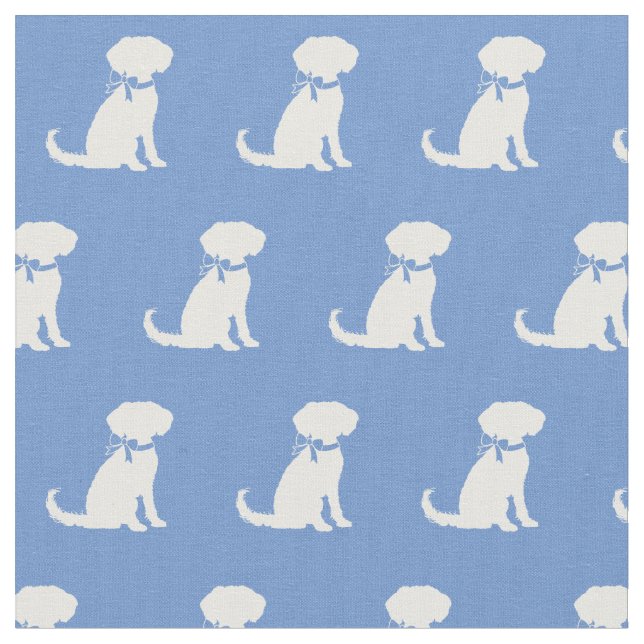 Schnoodle Hund Silhouette Pet Light Blue Stoff (Nahaufnahme)