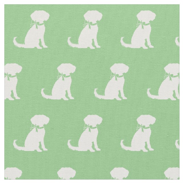 Schnoodle Hund Silhouette Pet Sage Green Stoff (Nahaufnahme)