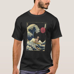Schnoodle Japanese Kanagawa Wave Surf Dog T-Shirt