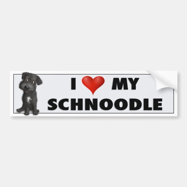 Schnoodle (schwarzer) Liebe-Aufkleber Autoaufkleber (Vorne)