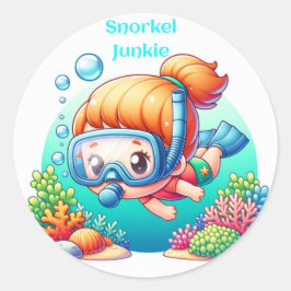 Schnorchel-Junkie Runder Aufkleber