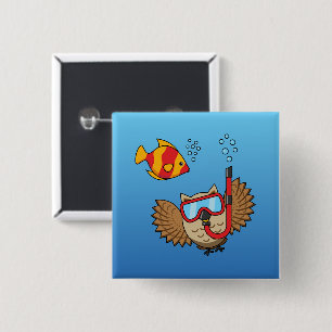 Schnorchelmaske und tropische Fische Button