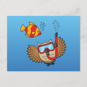 Schnorchelmaske und tropische Fische Postkarte