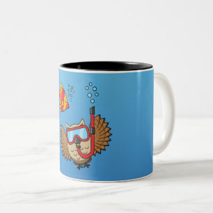 Schnorchelmaske und tropische Fische Zweifarbige Tasse