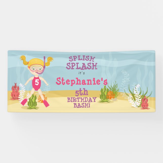 Schnorcheln Girl Beach Party Banner (Horizontal)
