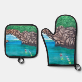 Schnorcheln im Paradies Ofenhandschuh & Topflappen-Set