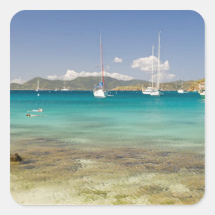 Schnorcheln in idyllischer Piraten Bucht, Bucht, Quadratischer Aufkleber