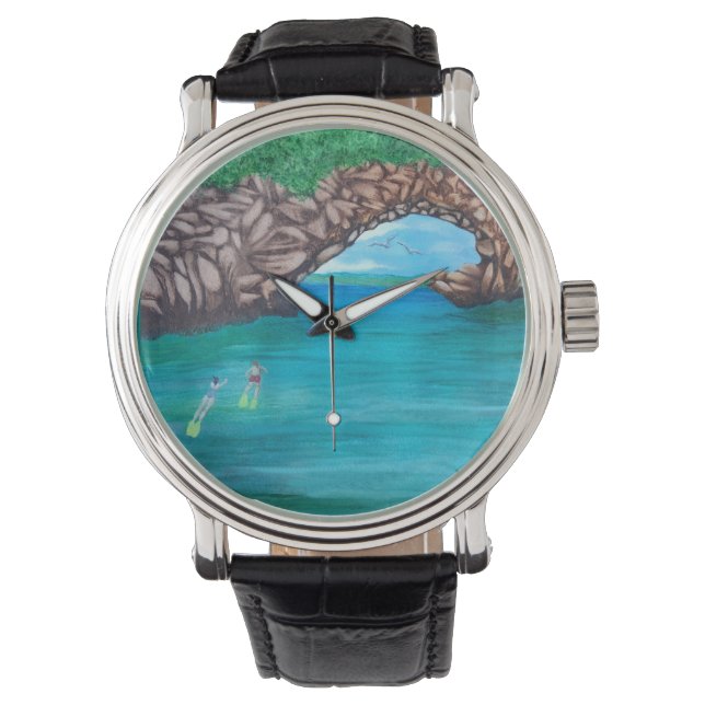 Schnorcheln in Wunderland Armbanduhr (Vorderseite)
