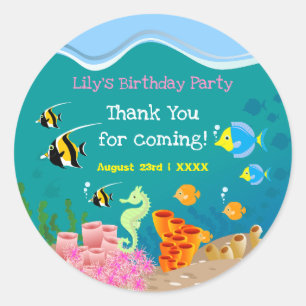 Schnorcheln mit tropischen Fischen Geburtstagspart Runder Aufkleber